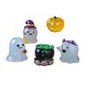 5Pcs/Set Halloween Ornament Pumpkin Ghost Shape Miniature Resin Figure Weather-Resistant Glow In The Dark Landscape Statues