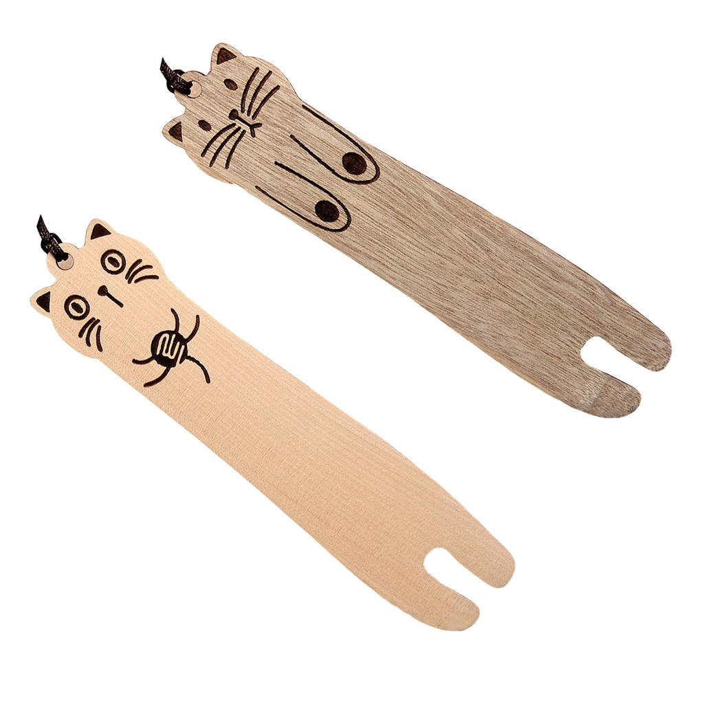 1 пара закладок с кошками, деревянные закладки, милые маркеры для страниц с кошками, резные маркеры для книг, закладки с животными для школы, офиса