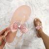 Модные женские сандалии со стразами и бантом, летняя обувь, женские пляжные плоские сандалии, большие размеры 39 41, шлепанцы, женские силиконовые шлепанцы