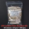 300PCS/Lot 1W Carbon Film Resistor Kit 0.1R~750R 30 Values Resistance Set DIY Electronic Components 5% Color Ring Resistance