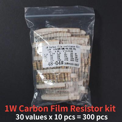 300 шт./лот, 1 Вт, комплект резисторов из углеродной пленки 0,1R ~ 750R, 30 значений, набор сопротивлений, электронные компоненты «сделай сам», 5% сопротивление цветного кольца