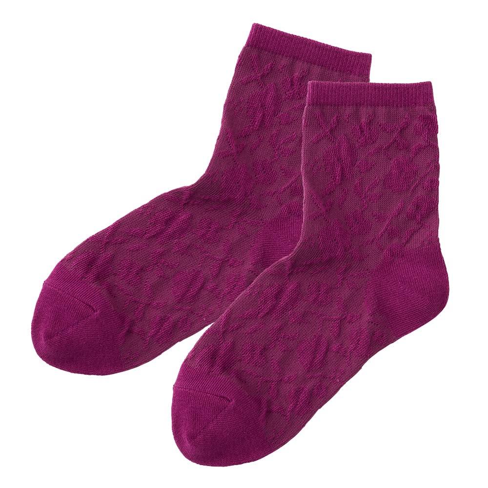 Gunze SABRINA Носочные изделия из пряжи васи, спиральный цветочный набор размеров, узор 2, женские, фиолетовые, 22-24
