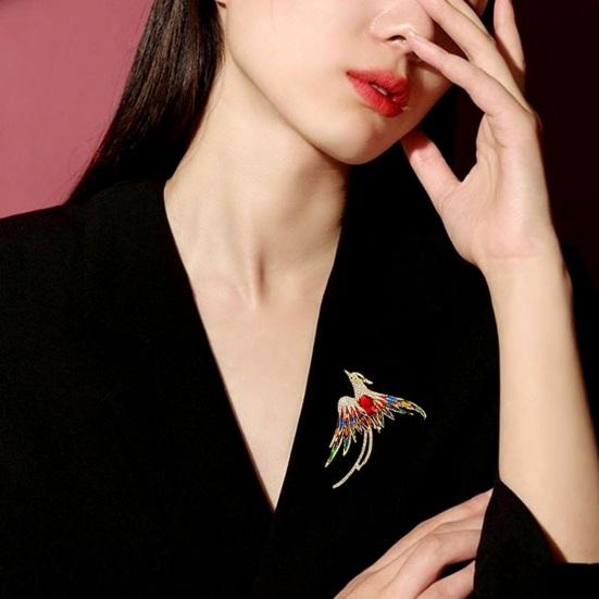 Phoenix Brooch Handmade Enamel Lapel Pin Chinese Style Bird Animal