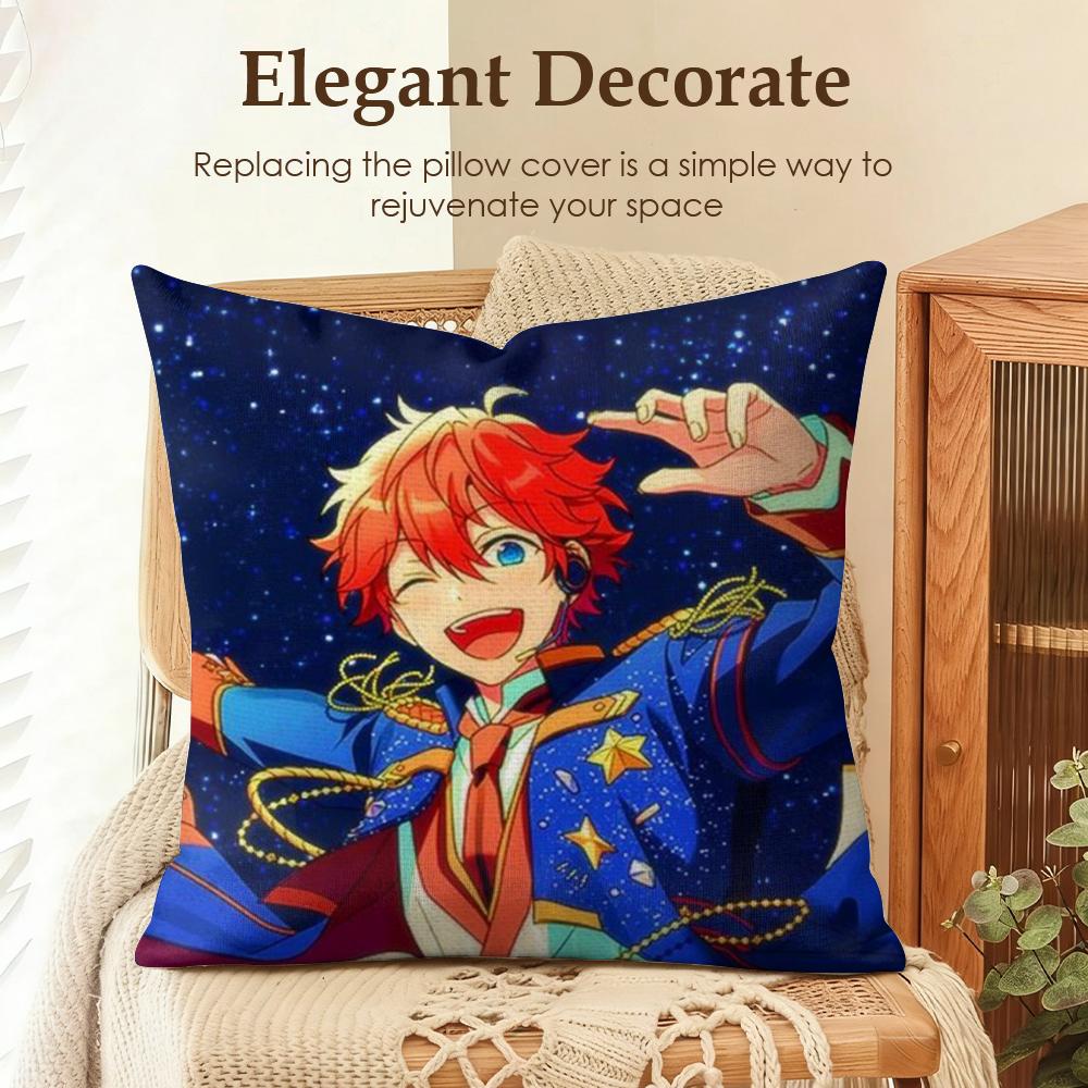 Мультяшная наволочка EEnsemble Stars Натуральный лен Органическая ткань Двусторонняя печать Диван Домашний декор Подарок Наволочка