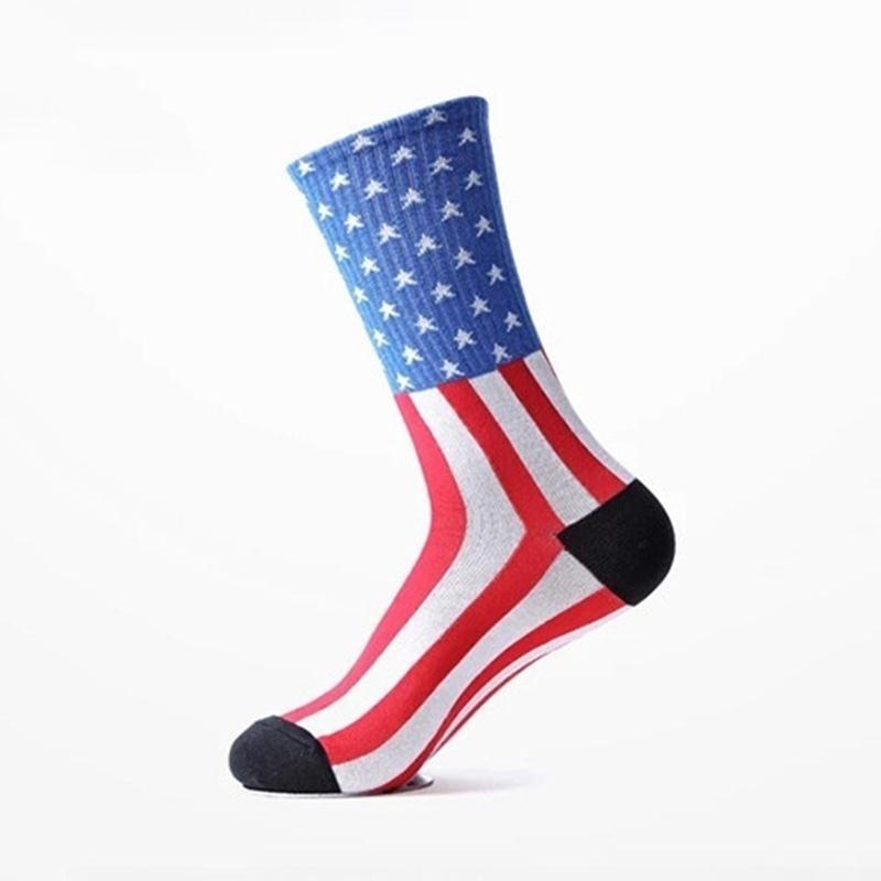 Модные мужские хлопковые носки со звездами и полосами флага США Old Glory повседневные до щиколотки