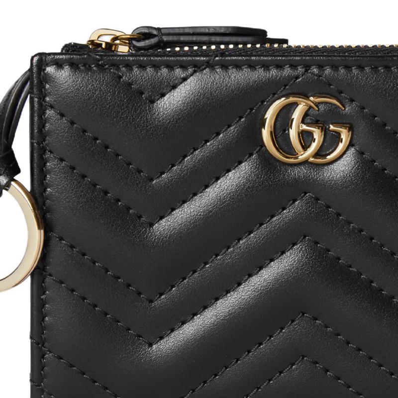 Gucci GG Marmont Логотип Double G Металл Стеганая Шестерка Кожаный Футляр для Ключей Обычный Женский Черный
