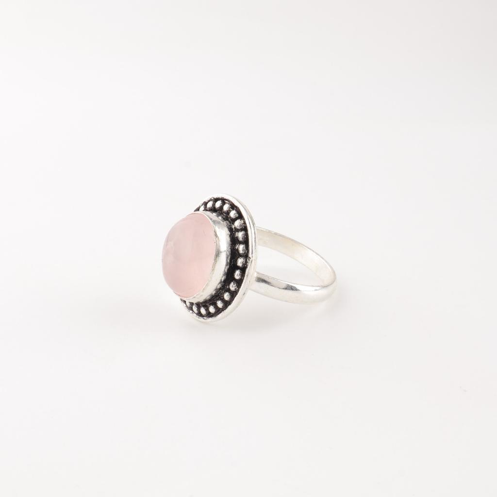 Rose Quartz Gemstone 925 Sterling Silver Jewelry Handmade Ring Valentines Gift RR-62-34