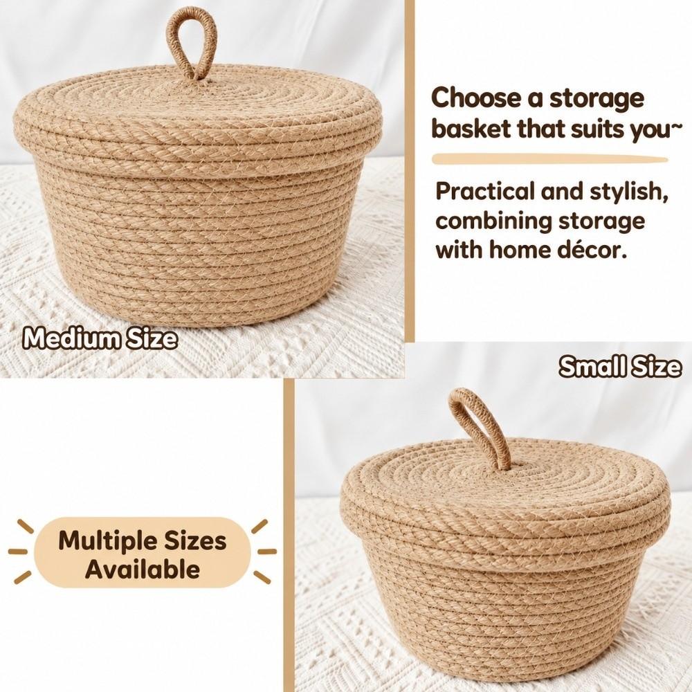 Round Storage Basket Dustproof Home Sundries Organizer Desktop Storage Box Books Clothes Makeup