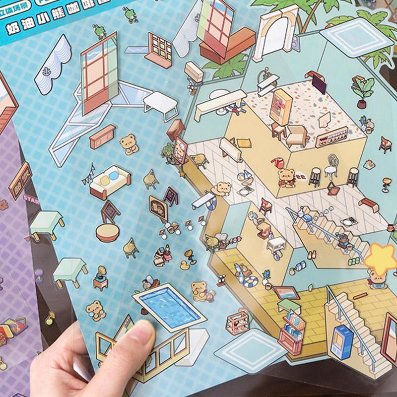 Animal Paradise 3D DIY Stickers Landscape Cabin Scene Sticker Hand Account Gift for Kid Christmas Festival