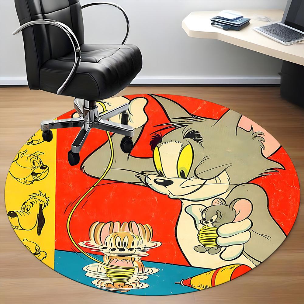 1pc Tom Jerry Office Round Area Rug, Under Office Chairs Bedroom Living Room Home Decor, Room Deco, Available in Various Sizes160