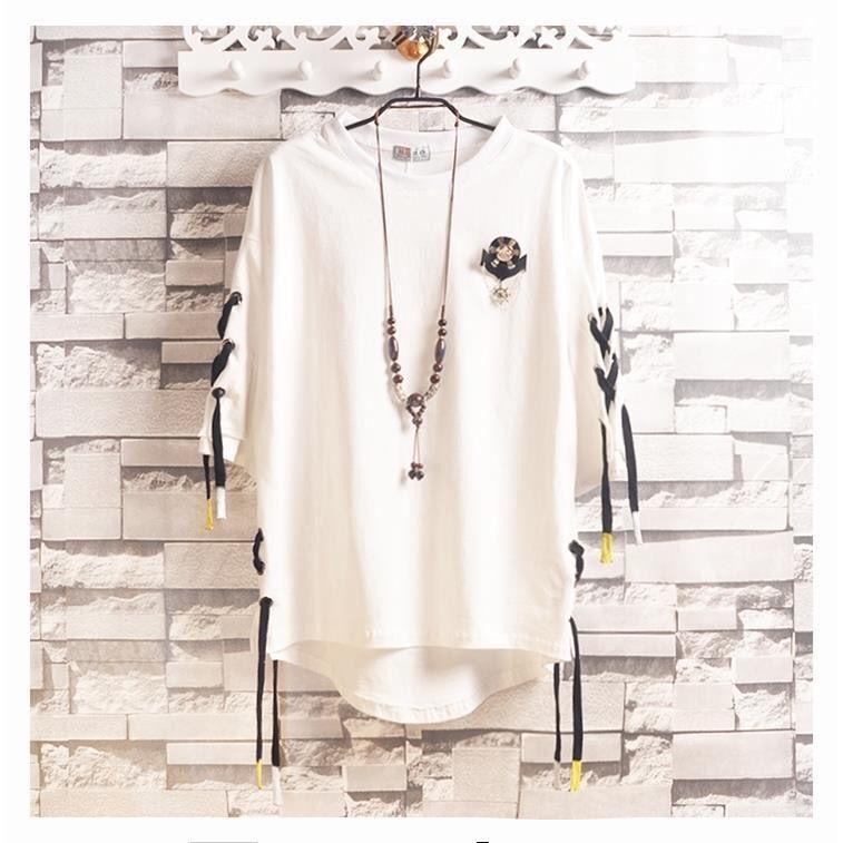 Корейская мода Мужская уличный стиль Кружева Панк Готический пуловер Дизайнерский стимпанк Подол Хип-хоп Толстовки Рубашки Футболки