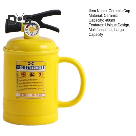 Кофейные чашки Керамическая чашка для чая Кружка в форме огнетушителя с крышкой Ложка 400 мл Горячие Холодные Напитки Молоко Сок Напиток Кружка Офис Дом Путешествия Подарки