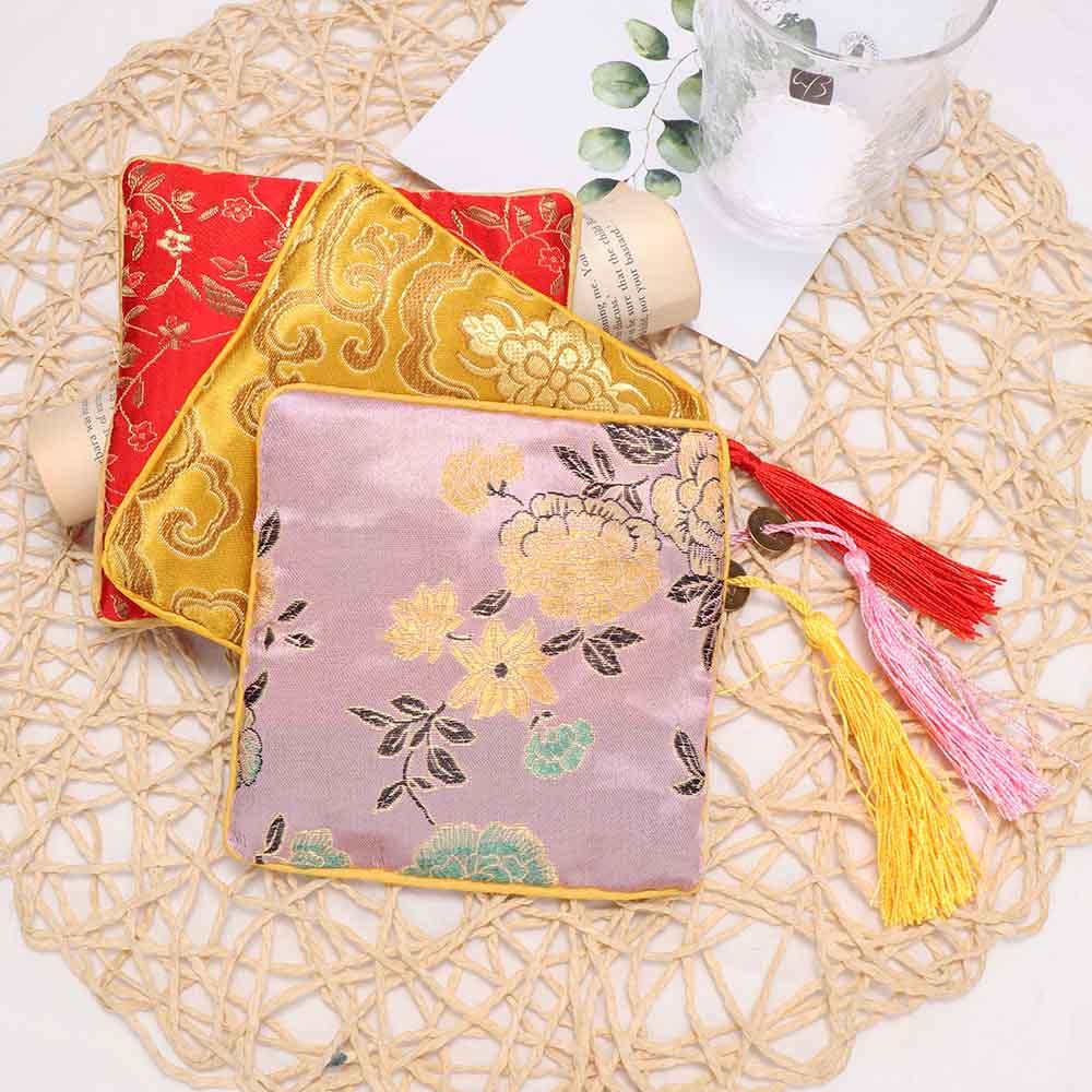 Jewelry Purse Brocade Beads Packaging Quartet Zipper Tassel Jewelery Bag Wallet Handbags Tips Bag