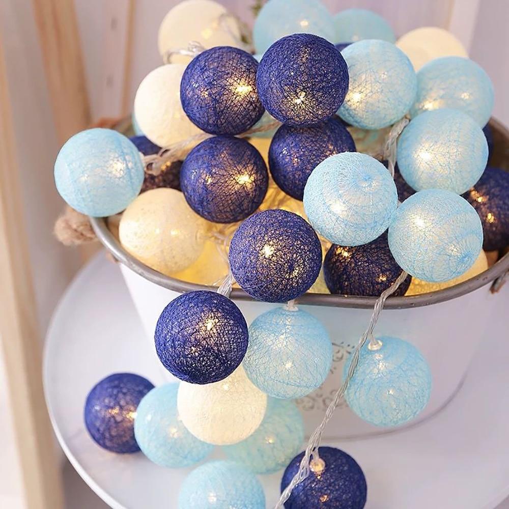 Ватный шар, световая цепочка, ночные огни, гирлянда, светодиодная гирлянда, Рождество, детская спальня, Хэллоуин, уличное свадебное украшение для патио, вечеринки