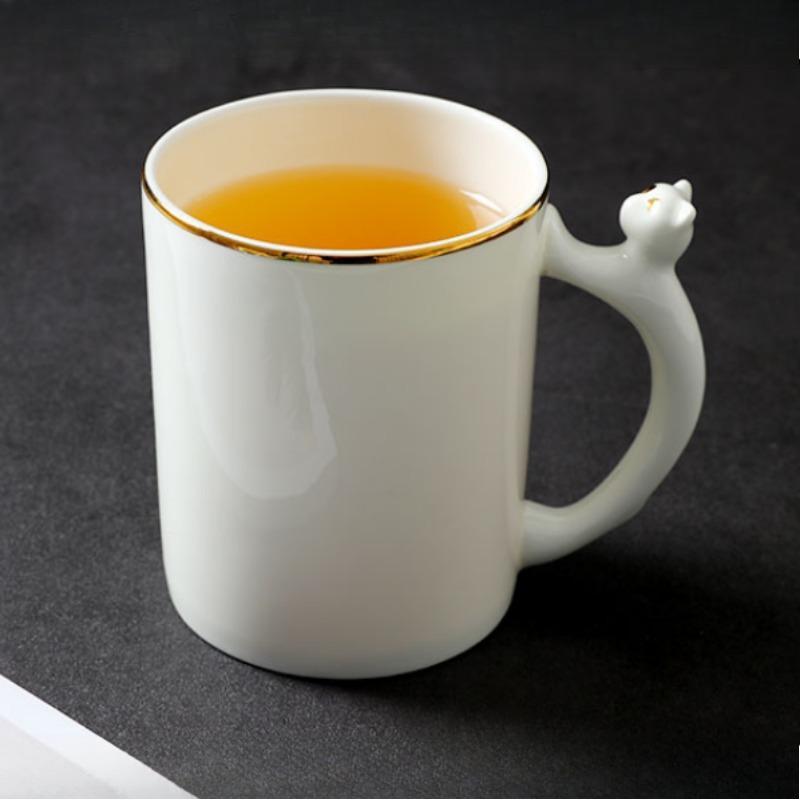 Кофейная кружка из костяного фарфора с золотым ободком, 200-400 мл, чайная чашка с ручкой, белая, 1 шт., для эспрессо, горячего какао, капучино, латте и холодных напитков, подходит для микроволновой печи