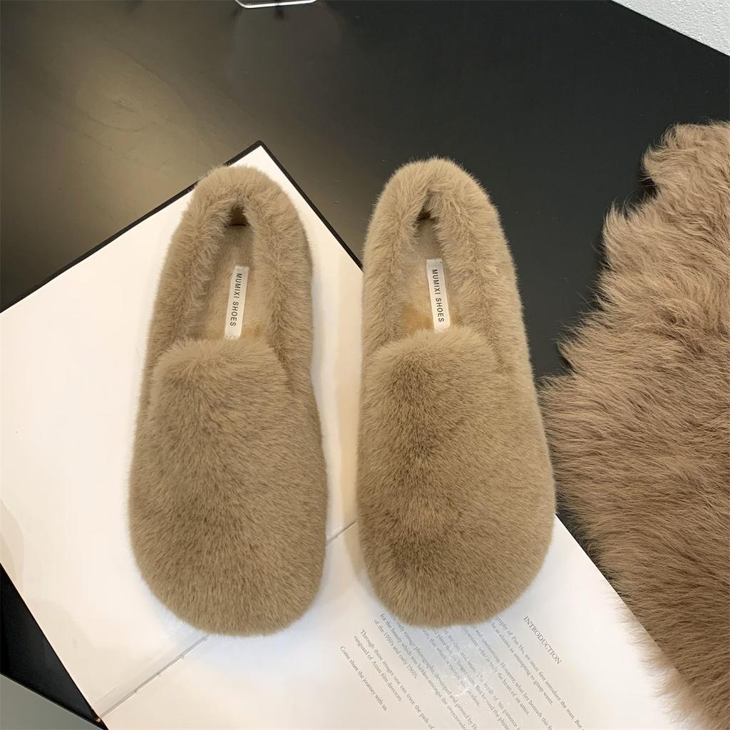 Черные пуховые мокасины Slip On, женские теплые зимние туфли на плоской подошве, пушистые мокасины на мягкой подошве, бежевые мокасины с мехом, балетки для мам и бабушек