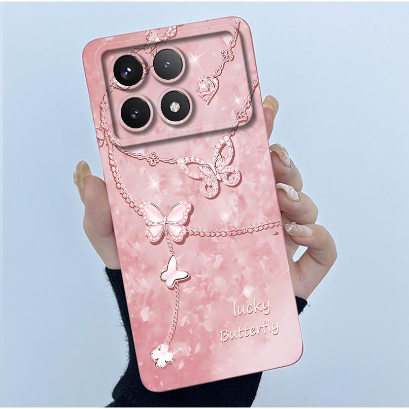 Для Xiaomi Poco X6 Pro 5G Чехол Poco X6Pro Задняя крышка Модный Минимализм Цветочный Мягкий Жидкий Силиконовый Чехол Для PocoX6 Pro Fundas