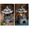 Decoration Zen Ornaments Solar Powered Tower Garden Statue Outdoor Decor Chinese Solar Lamp Stone Courtyard Pagoda Lantern