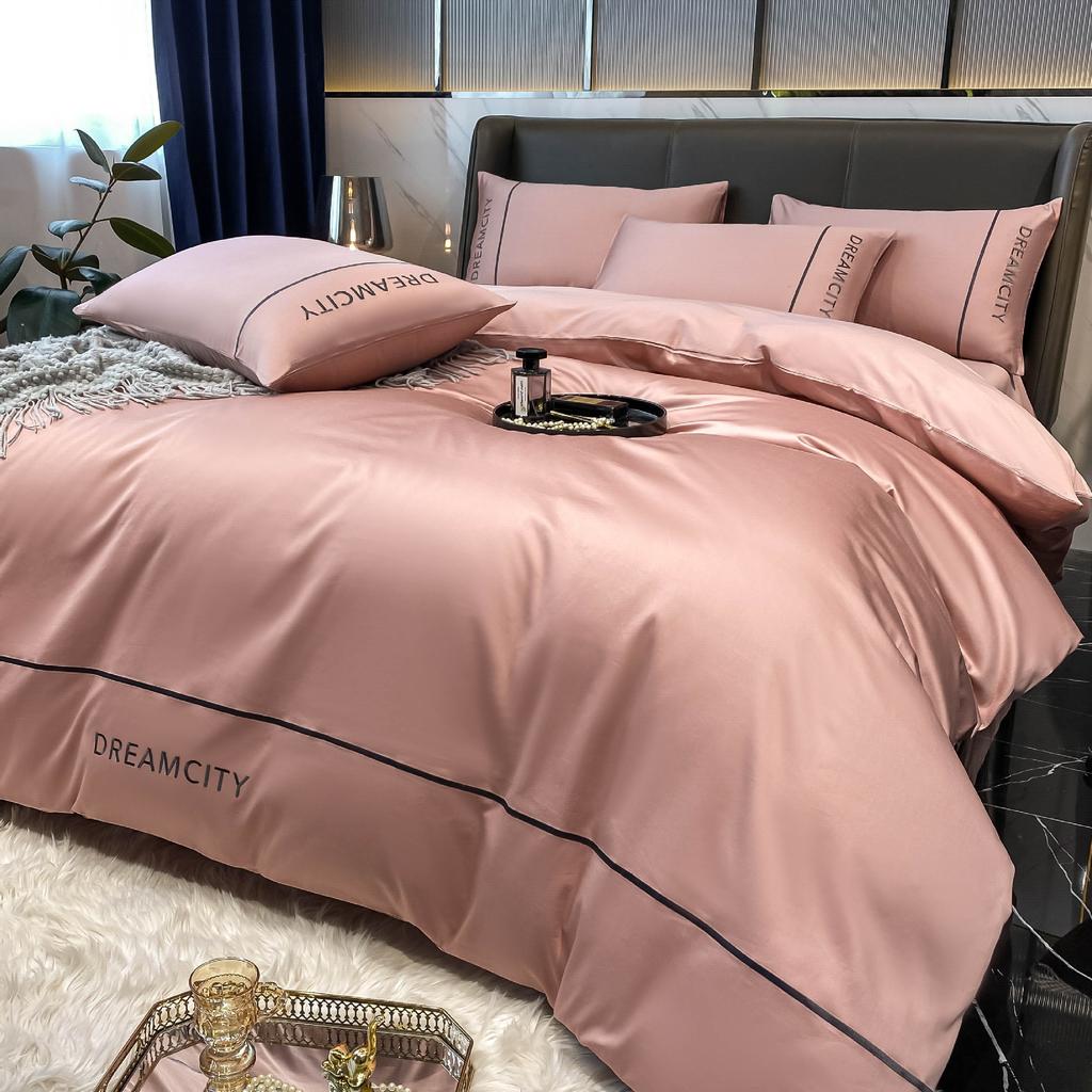 60 Thread Count Bedding Set of Four Pieces Cotton Light Luxury Cotton Quilt Cover Nantong Bedding Linen Bed Sheet Fitted Sheet