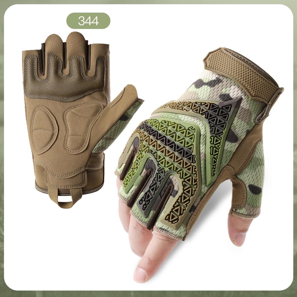 Men Half‑Finger Gloves Breathable Shock Absorbing Anti‑Slip Outdoor Motorcycle Cycling Climbing Protective Gloves