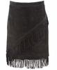 Women Suede Skirt Black Fringe Midi-Length Handmade Genuine Lambskin Leather Casual Stylish Party