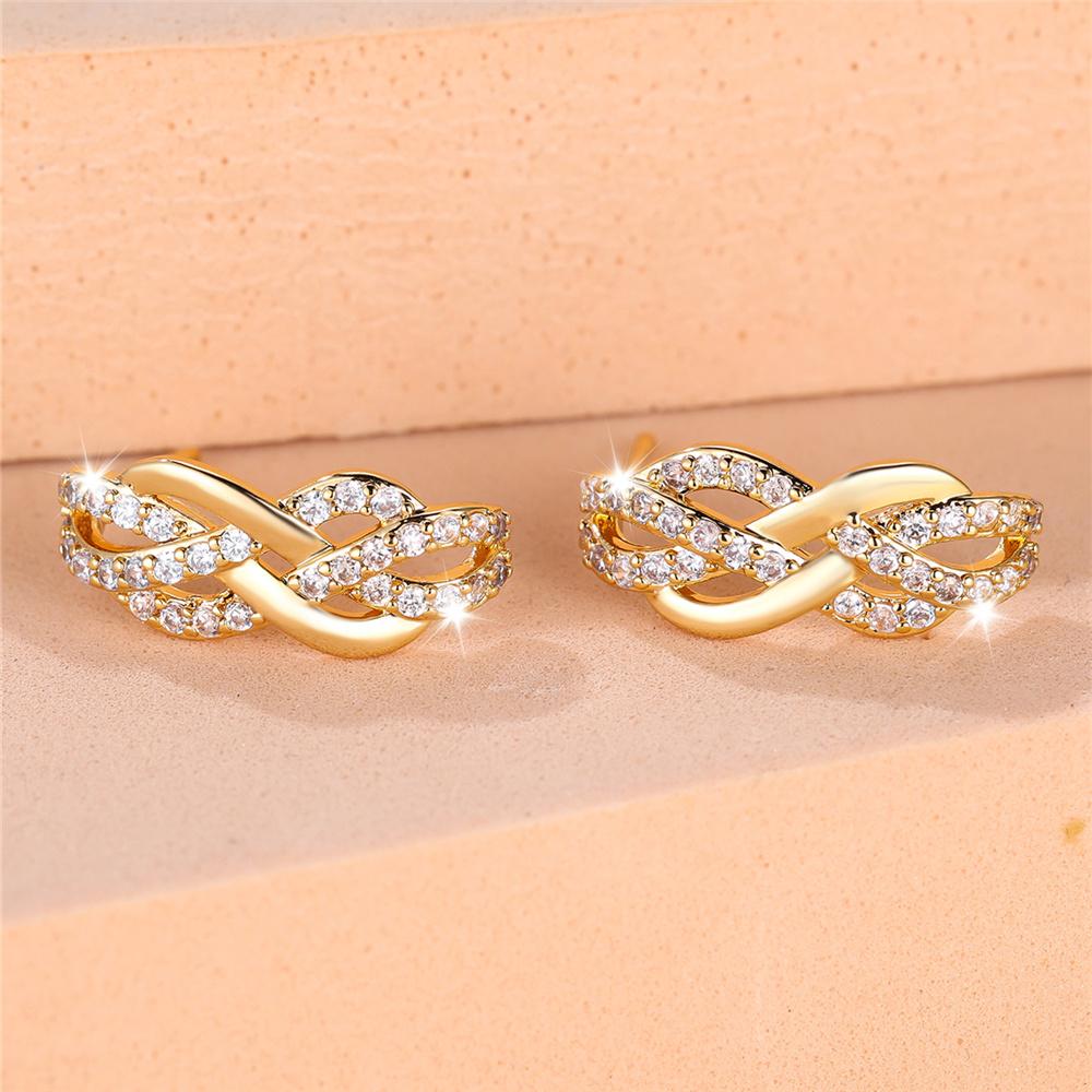 Роскошные женские серьги-гвоздики с белым камнем, золотого цвета, цирконий, вечерние свадебные украшения для женщин