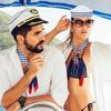 2 предмета Женский Мужской Темно-синий Наряд Костюм Моряка Капитанская Шляпа Морской Шарф Для Хэллоуина, Вечеринки в Морской Тематике, Аксессуар для Морского Костюма