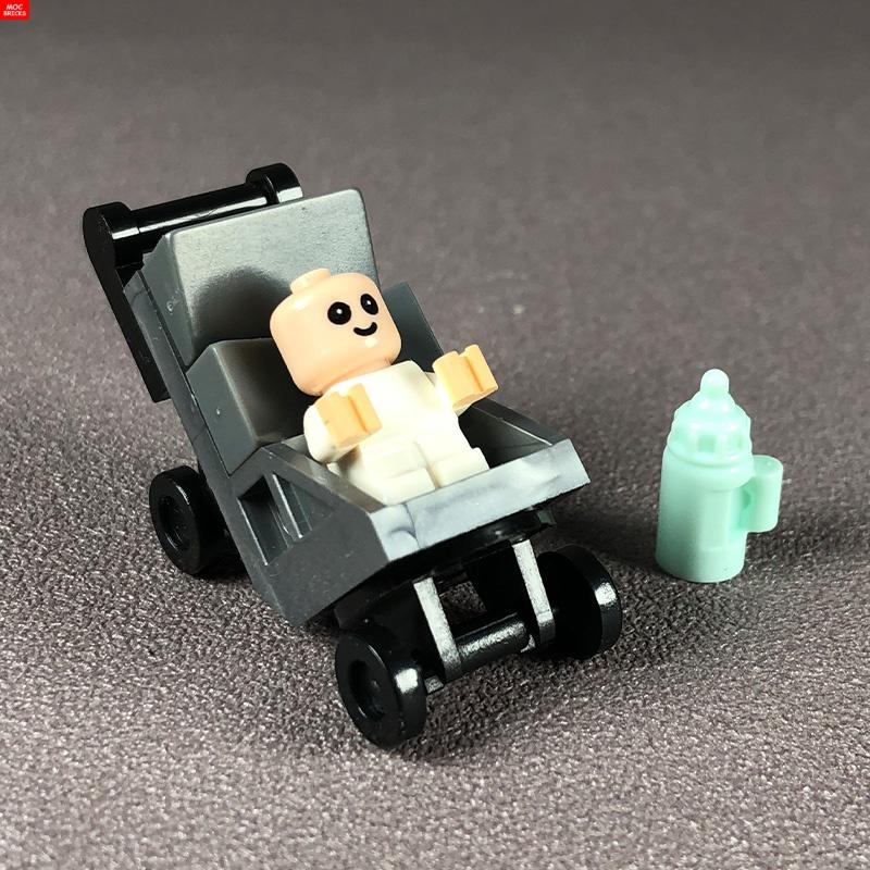 MOC Кубики Детская коляска люлька для младенцев подставка для бутылочки Обучающие Строительные Блоки Игрушки для Детей Девочек Подарок