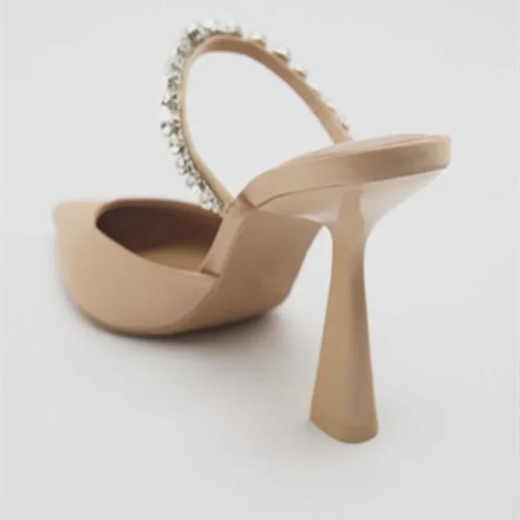 Элегантные мюли со стразами на шпильке: Женские модные туфли с острым носком и высоким каблуком