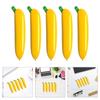 5Pcs Novelty Banana Pen Retractable Ballpoint Pen Christmas Stocking Fillers for Student Reward Birthday Party Supplies