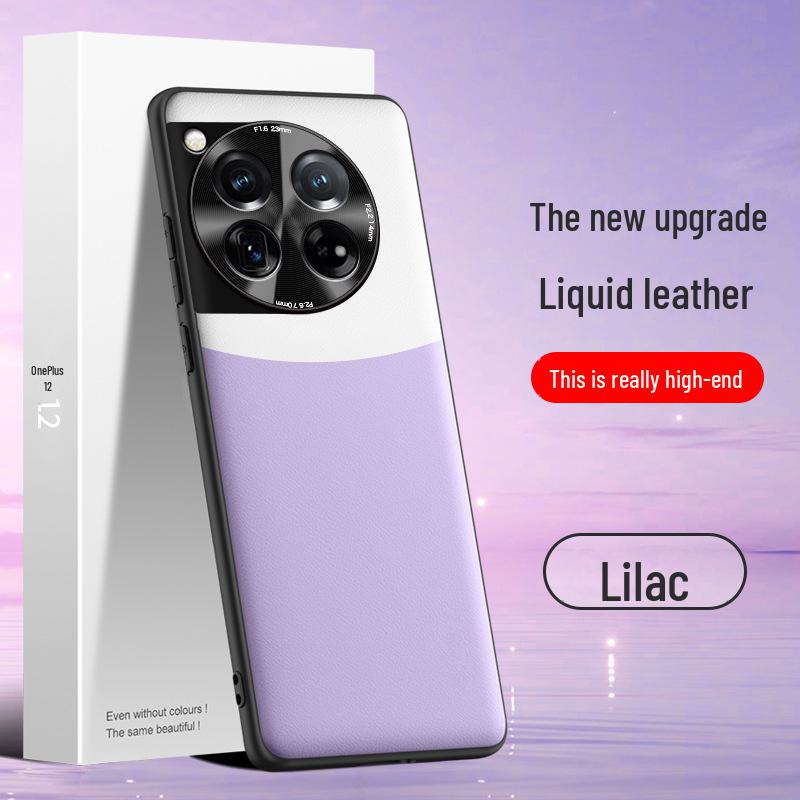 Чехол из жидкой кожи для OnePlus 12: Защитный чехол от падений и обрастания в цвете, цельная упаковка.