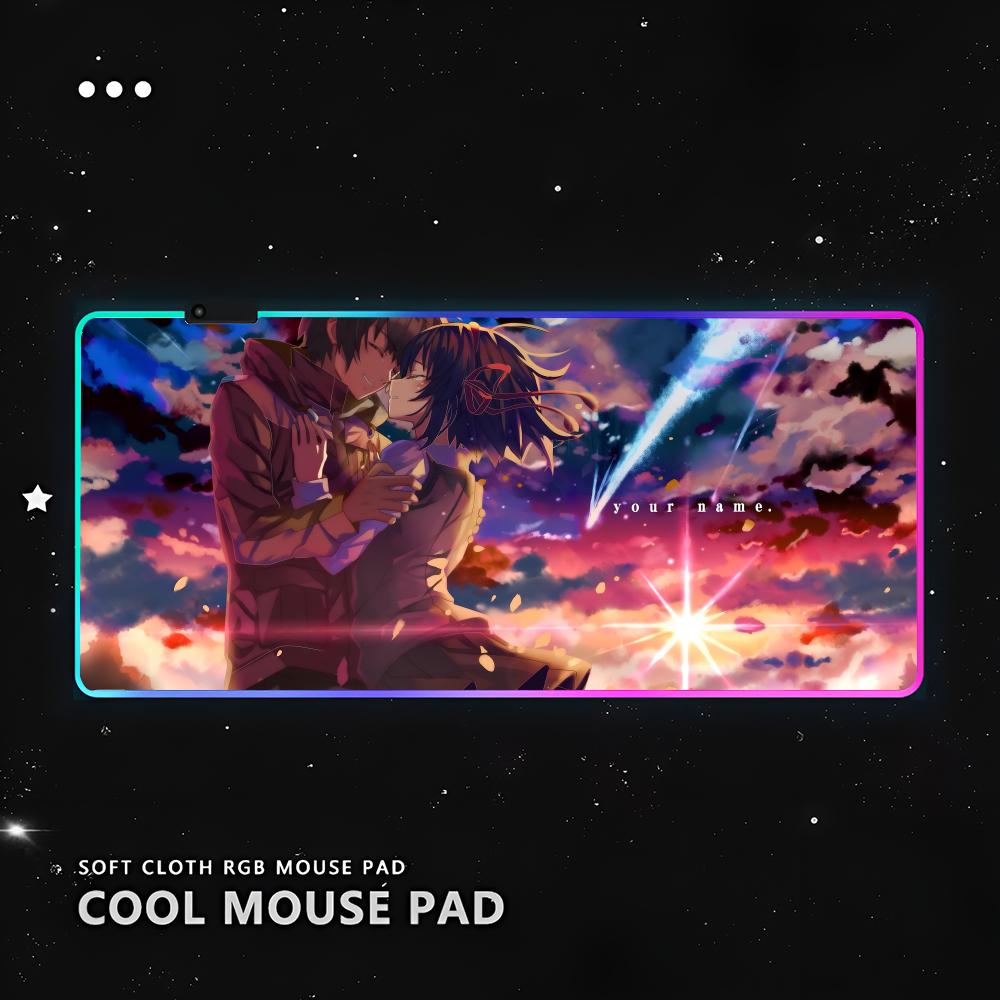 That Say Your Name Коврик для мыши RGB Игровой для ПК Клавиатура LED Светящийся коврик для мыши Коврики Резиновый Милый Мультяшный Игровой Компьютер csgo lol pubg