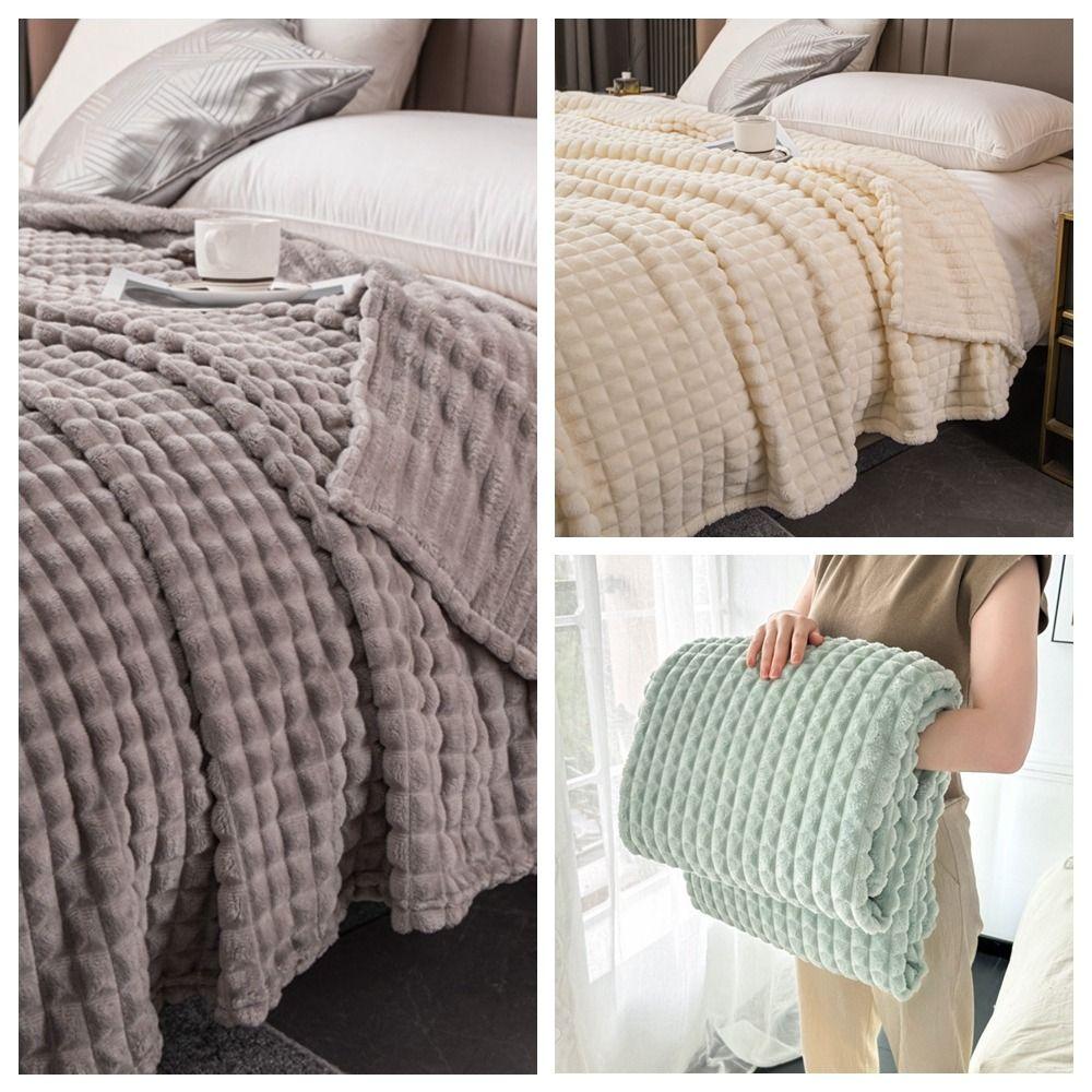 Multifunctional Solid Color Flannel Blanket Comfortable Thickened Sofa Blanket Soft Warm Office Nap Blanket Winter