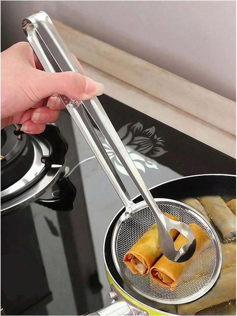 Food Strainer Kitchen Colander Stainless Steel Fried,Food Filter Tongs,High Temperature Resistant Filter Clamp