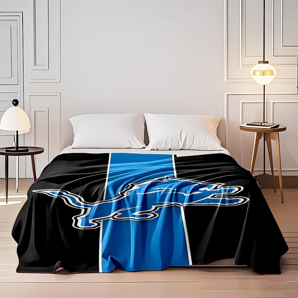 Blue Lion Emblem on Black Strip print blanket soft and cozy perfect for the living room bed sofa or a nap,gift