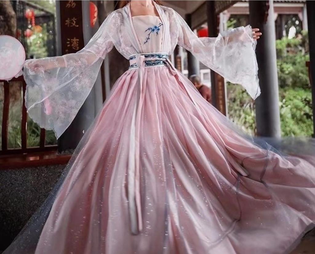 Ханфу Косплей Хакама Японское Кимоно Этнический Костюм Косплей Длинный [Леди Ленивый] (Розовый, S)