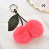 1PC Soft Plush Ball Key Chain Faux Fur Cherry Car PomPom Pendant Keyring