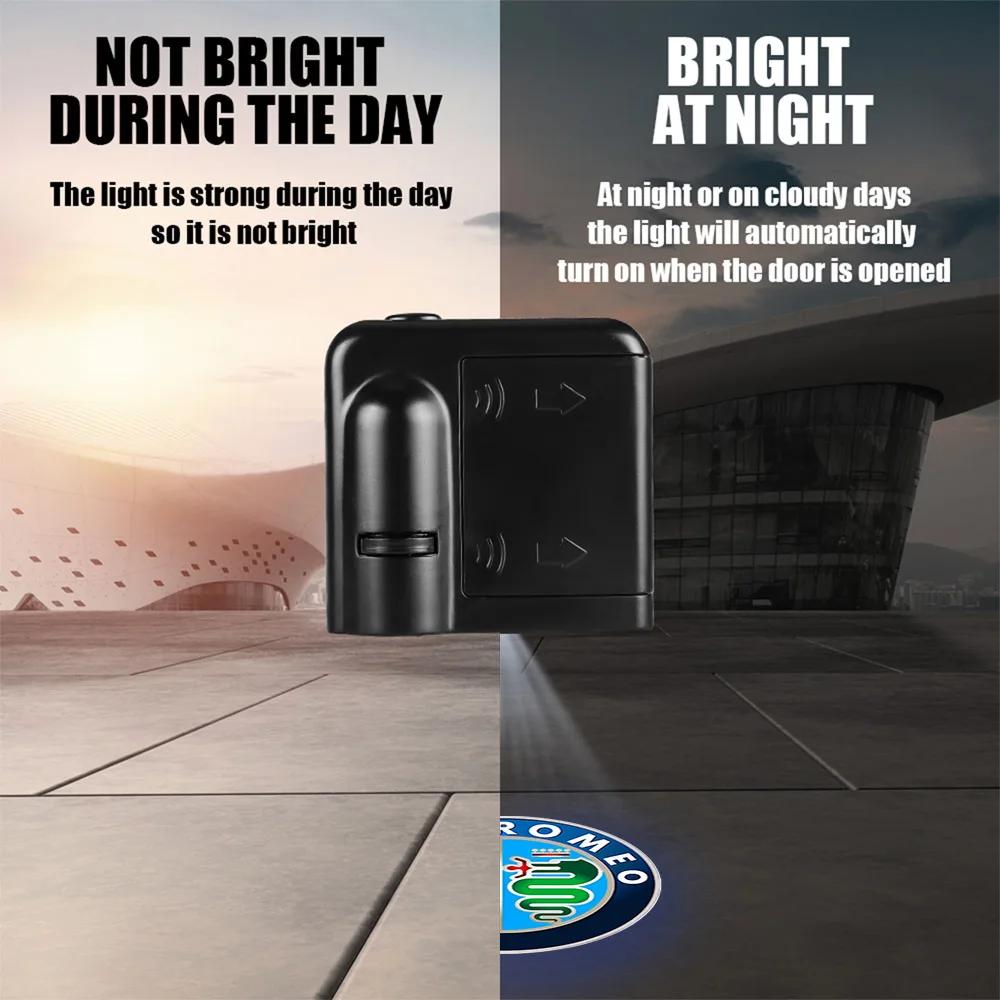 Car Stickers For Alfa Romeo Car Wireless Door Led Welcome Light Projection Lamp Light Decoration For Alfa Romeo Tonale Stelvio M