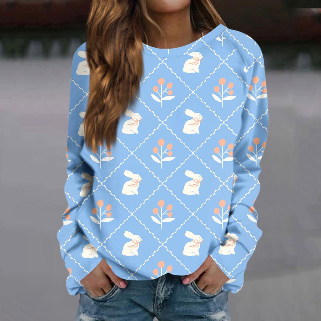 Женская мода повседневная толстовка с длинным рукавом и круглым вырезом с принтом