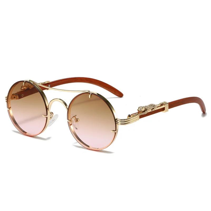 2024 Ретро Овальные Мужские Солнцезащитные Очки Модный Бренд Дизайнер Прозрачные Градиентные Линзы Очки Женские Роскошные Деревянные Солнцезащитные Очки Очки UV400