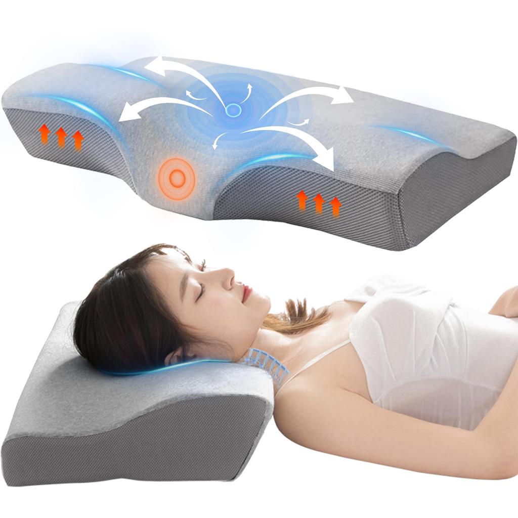 AYO Pillow: Relieves Neck Pain, Popular Memory Foam Pillow with Adjustable Height, Concave Design for Side Sleeping, Comfortable Shoulder Support,