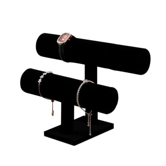Двухъярусная подставка для браслета, браслета, часов, ювелирных изделий, настольная горизонтальная подставка для часов для туалетного столика в спальне