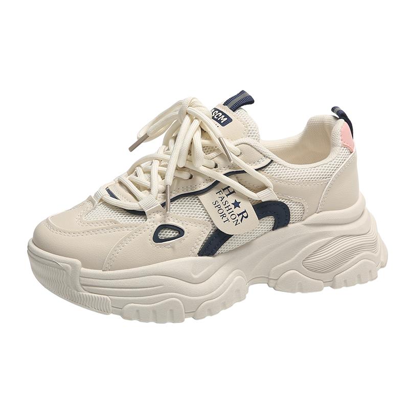 Кроссовки на толстой подошве для женщин на платформе со шнуровкой из дышащей сетки Высококачественная весенняя женская вулканизированная обувь Zapatos Mujer