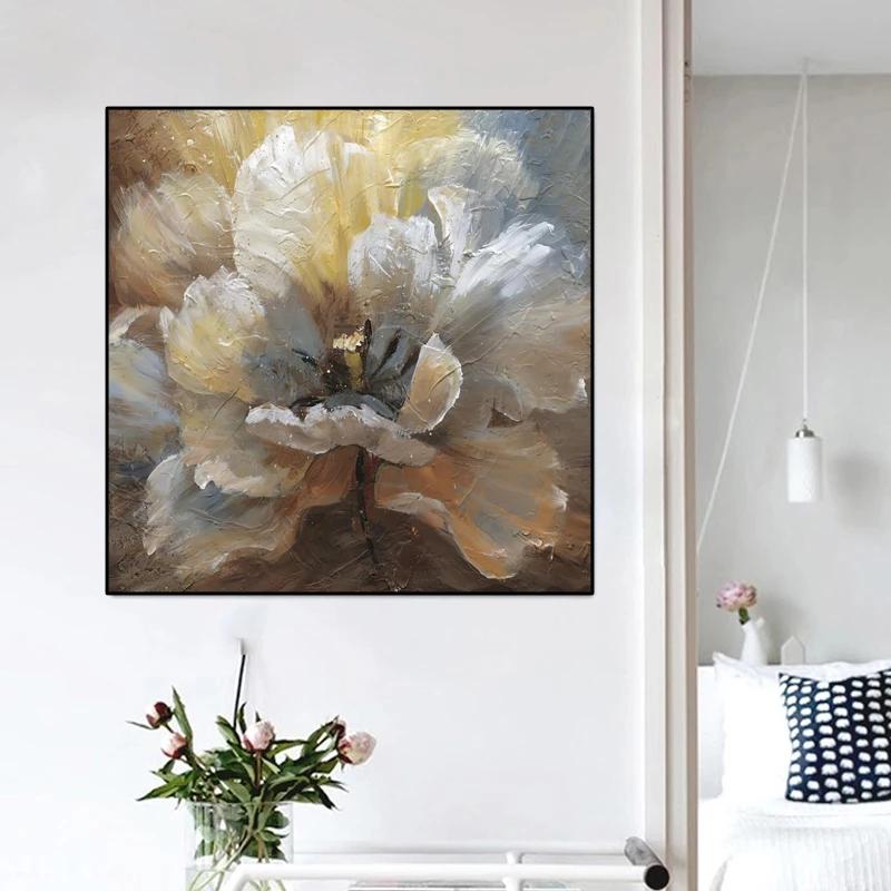 Абстрактное цветочное искусство, масло, холст, живопись, постеры и принты, настенные панно Quadros для гостиной, украшения стен дома, Cuadros