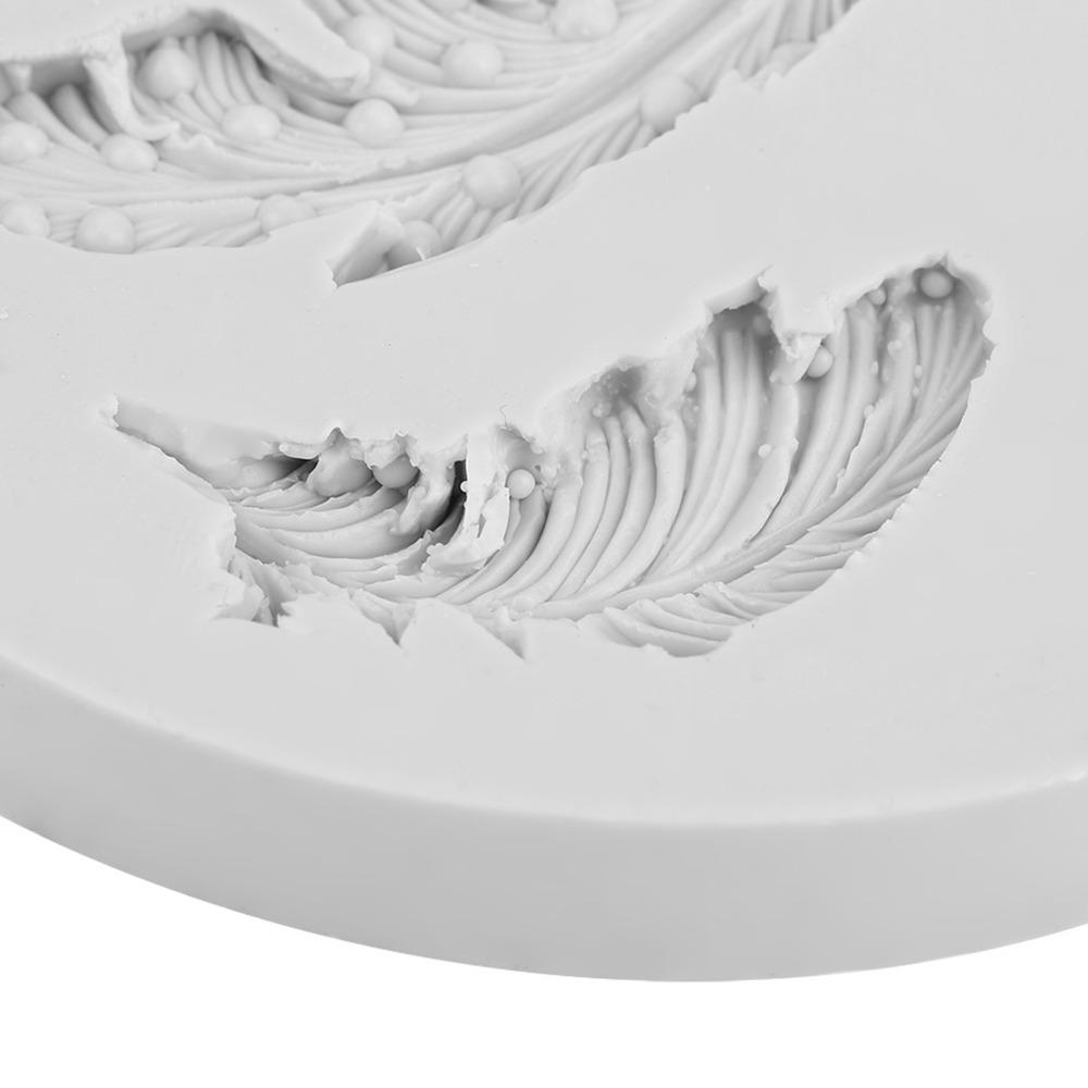 Round Silicone Fondant Mould Feather Cake Decorating Mould Chocolate Mould Tool Fondant Craft
