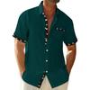 Мужская повседневная рубашка с короткими рукавами и карманом на пуговицах