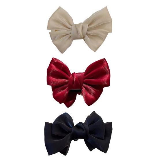 Женская заколка для волос с большим бантом, стильная однотонная заколка для волос в стиле принцессы с фиксацией волос