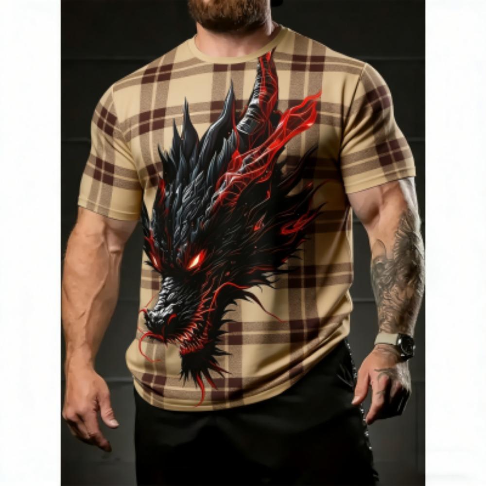 Europe America Summer Men's T-Shirt Dragon Pattern 3D Print Tees Top Loose Short Sleeve Streetwear Vintage Oversized Women T-shirt