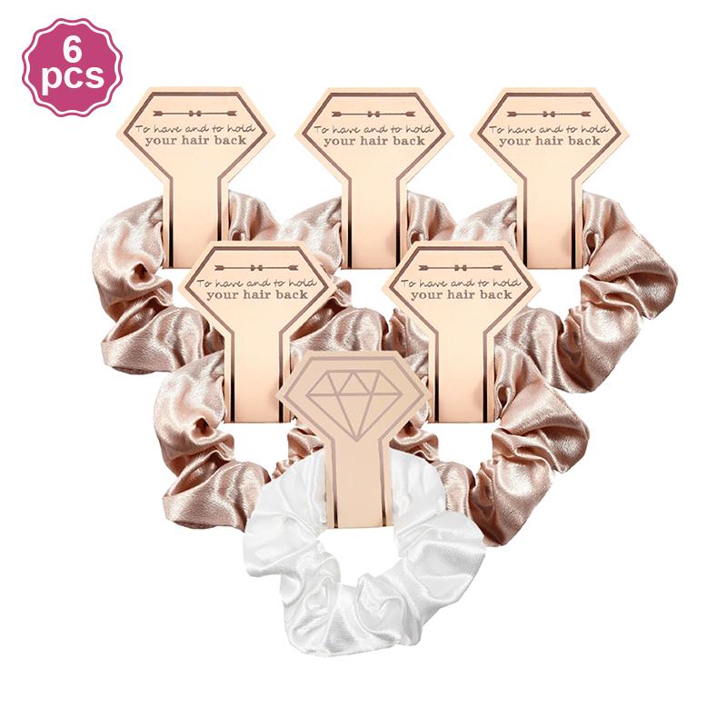 6Pcs Bridesmaid Gifts Satin Hair Ties Scrunchies Elastic Intestine Hairbands Wedding Bachelorette Party Favors Women Accessories