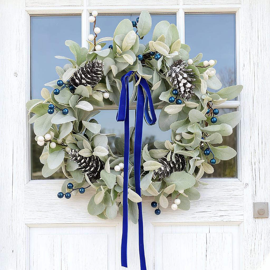 Grass Simulation Wreath Window Decoration Wall Hanging, Simulation Plant Berry Vine Ring Pendant